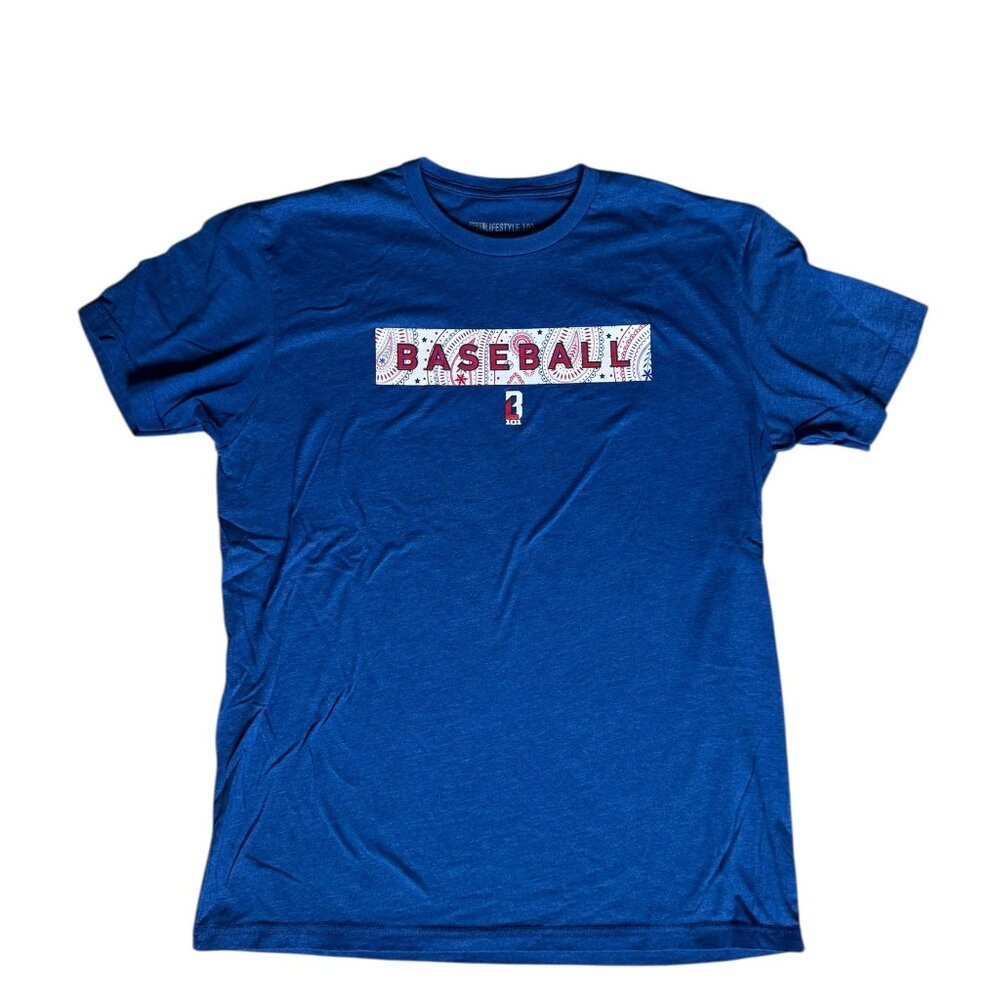 Baseball Lifestyle 101 Royal Blue Paisley Tshirt Mens Large EUC